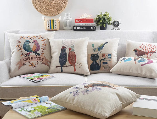 Singing Birds Decorative Throw Pillows, Love Birds Throw Pillows for Couch, Modern Sofa Decorative Pillows for Children's Room, Decorative Pillow Covers-Grace Painting Crafts