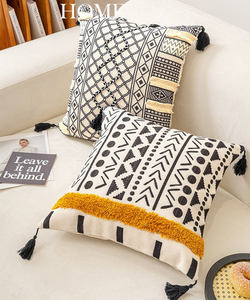 Unique Oriental Square Pillows for Bedroom, Geometric Modern Pillow Covers, Bohemian Decorative Sofa Pillows, Decorative Throw Pillows for Couch-Grace Painting Crafts