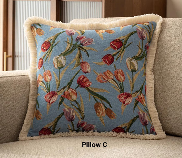 Tulip Flower Pillow Covers, Large Flower Decorative Pillows for Bedroom, Decorative Sofa Pillows for Couch, Farmhouse Decorative Pillows-Grace Painting Crafts