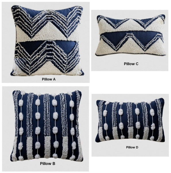 Blue Square Modern Decorative Pillows for Couch, Contemporary Modern Sofa Pillows, Modern Decorative Pillows for Bedroom, Decorative Pillow Covers-Grace Painting Crafts