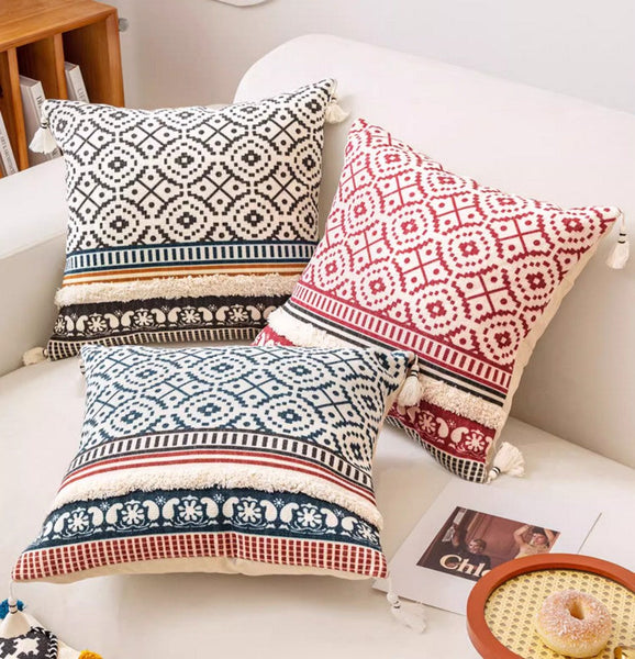 Modern Square Pillows for Couch, Contemporary Pillow Covers, Oriental Decorative Throw Pillows for Bedroom, Bohemian Decorative Sofa Pillows-Grace Painting Crafts