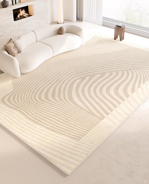 Cream Color Rugs under Dining Room Table, Abstract Area Rugs for Living Room, Geometric Contemporary Modern Rugs Next to Bed, Modern Carpets for Kitchen-Grace Painting Crafts