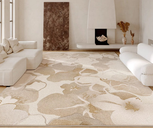 Soft Rugs for Bedroom, Contemporary Modern Rugs under Dining Room Table, French Style Modern Rugs for Interior Design, Flower Pattern Modern Rugs for Living Room-Grace Painting Crafts