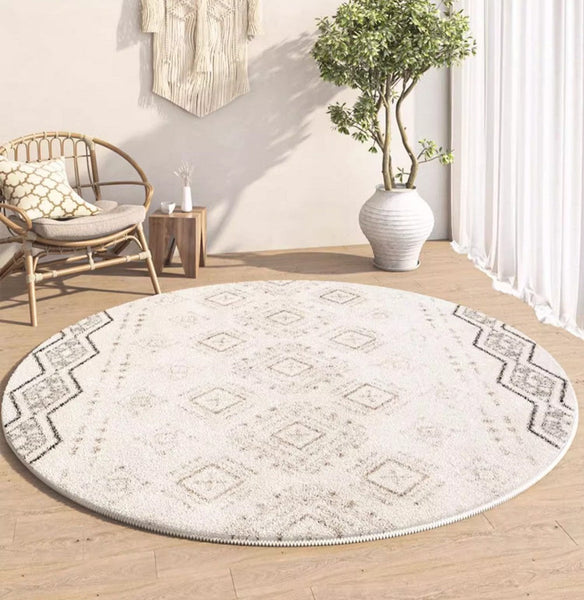 Thick Circular Modern Rugs under Sofa, Geometric Modern Rugs for Bedroom, Modern Round Rugs under Coffee Table, Abstract Contemporary Round Rugs-Grace Painting Crafts