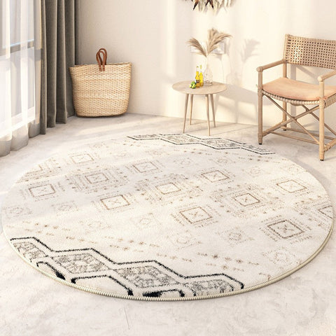 Thick Circular Modern Rugs under Sofa, Geometric Modern Rugs for Bedroom, Modern Round Rugs under Coffee Table, Abstract Contemporary Round Rugs-Grace Painting Crafts