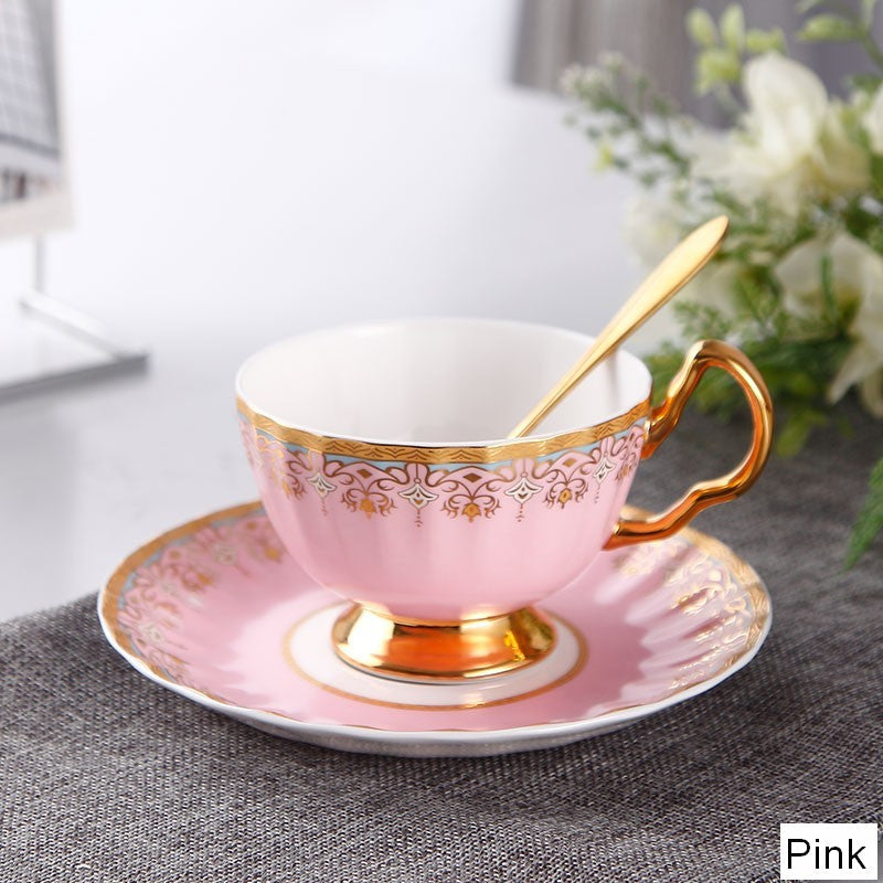 Unique British Tea Cup and Saucer in Gift Box, Pink Blue White Bone China Porcelain Tea Cup Set, Elegant British Ceramic Coffee Cups for Afternoon Tea-Grace Painting Crafts