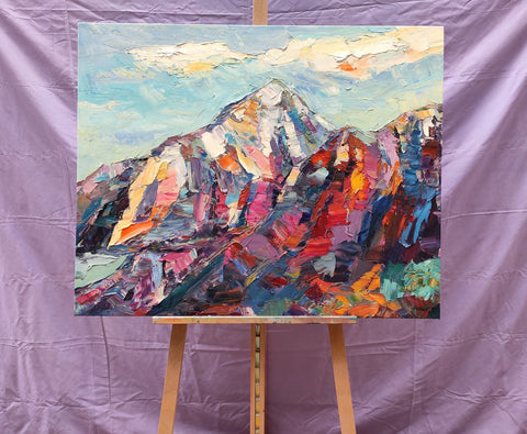 Abstract Mountain Painting, Landscape Wall Art Paintings, Custom Original Landscape Painting, Mountain Landscape Painting-Grace Painting Crafts