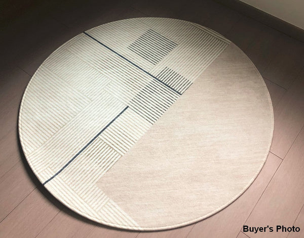 Abstract Contemporary Round Rugs under Chairs, Circular Area Rugs for Bedroom, Modern Rugs for Dining Room, Geometric Modern Rugs for Living Room-Grace Painting Crafts