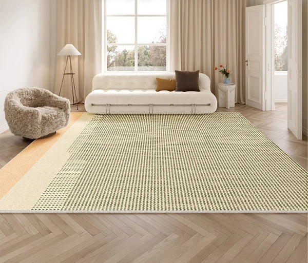 Contemporary Abstract Rugs for Dining Room, Living Room Modern Rug Ideas, Bedroom Floor Rugs, Green Abstract Rugs for Living Room-Grace Painting Crafts