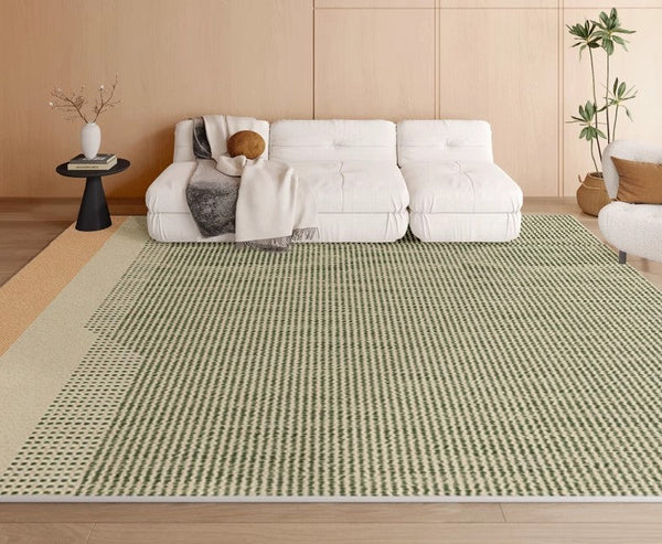 Living Room Modern Rug Ideas, Bedroom Floor Rugs, Contemporary Abstract Rugs for Dining Room, Green Abstract Rugs for Living Room-Grace Painting Crafts