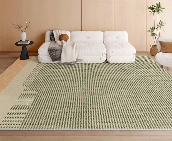 Contemporary Abstract Rugs for Dining Room, Living Room Modern Rug Ideas, Bedroom Floor Rugs, Green Abstract Rugs for Living Room-Grace Painting Crafts