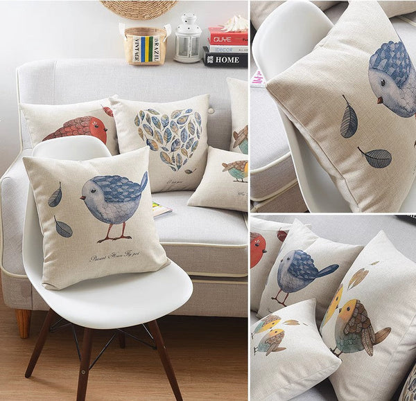 Love Birds Throw Pillows for Couch, Simple Decorative Pillow Covers, Decorative Sofa Pillows for Children's Room, Singing Birds Decorative Throw Pillows-Grace Painting Crafts