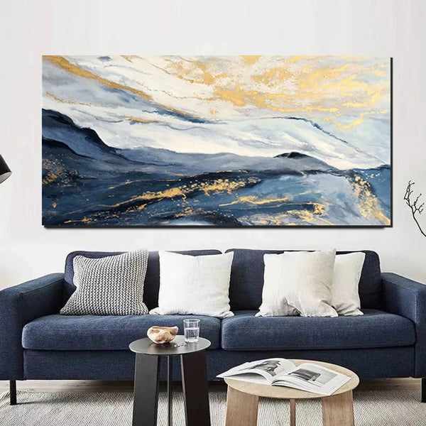 Acrylic Abstract Painting Behind Couch, Buy Paintings Online, Large Painting on Canvas, Living Room Wall Art Paintings, Simple Acrylic Painting Ideas-Grace Painting Crafts