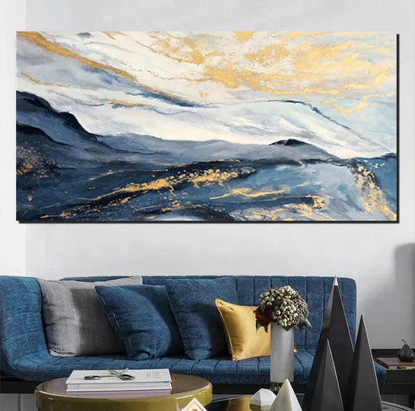 Acrylic Abstract Painting Behind Couch, Buy Paintings Online, Large Painting on Canvas, Living Room Wall Art Paintings, Simple Acrylic Painting Ideas-Grace Painting Crafts