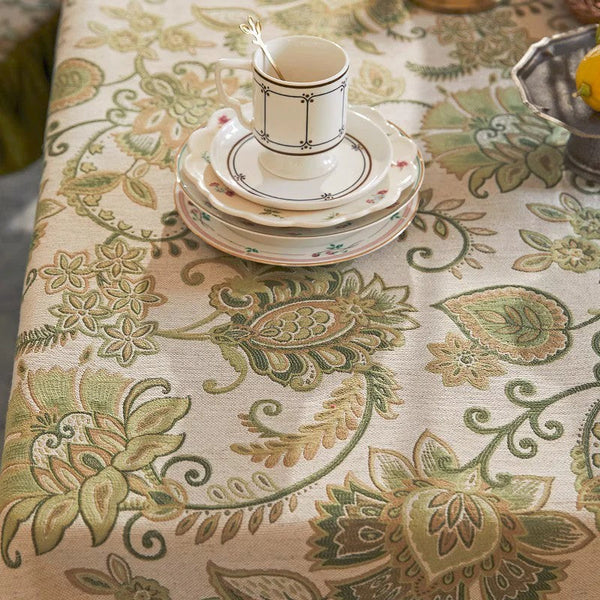 Modern Kitchen Table Cover, Table Cover for Dining Room Table, Flower Pattern Linen Tablecloth for Round Table, Simple Modern Rectangle Tablecloth Ideas for Oval Table-Grace Painting Crafts