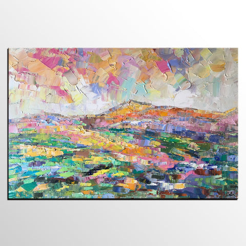 Abstract Mountain Landscape Painting, Custom Landscape Painting on Canvas, Large Painting for Living Room, Heavy Texture Painting-Grace Painting Crafts