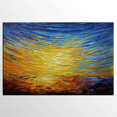 Abstract Landscape Painting, Custom Canvas Painting for Sale, Large Oil Painting on Canvas, Palette Knife Paintings, Buy Art Online-Grace Painting Crafts