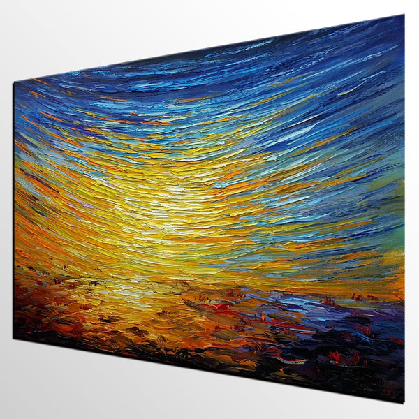 Abstract Landscape Painting, Custom Canvas Painting for Sale, Large Oil Painting on Canvas, Palette Knife Paintings, Buy Art Online-Grace Painting Crafts