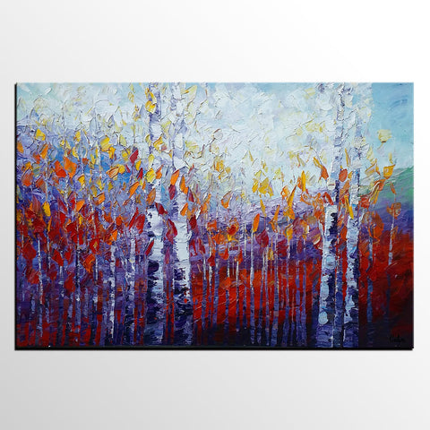 Custom Canvas Art, Autumn Tree Painting, Abstract Landscape Painting, Canvas Painting-Grace Painting Crafts