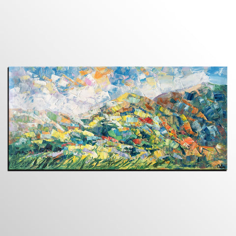 Spring Mountain Landscape Painting, Canvas Artwork, Original Artwork, Custom Extra Large Art-Grace Painting Crafts