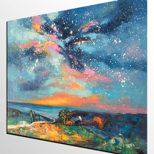 Original Painting, Starry Night Sky Painting, Original Artwork, Custom Large Canvas Painting, Art on Canvas-Grace Painting Crafts