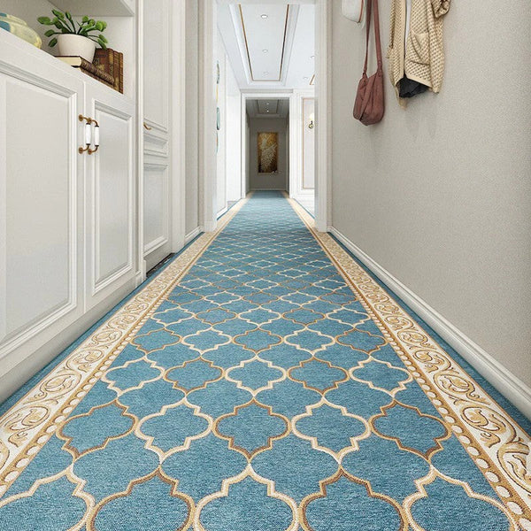 Modern Long Hallway Runners, Entryway Runner Rugs, Entrance Hallway Runners, Long Narrow Runner Rugs, Kitchen Runner Rugs, Blue Hallway Runners-Grace Painting Crafts