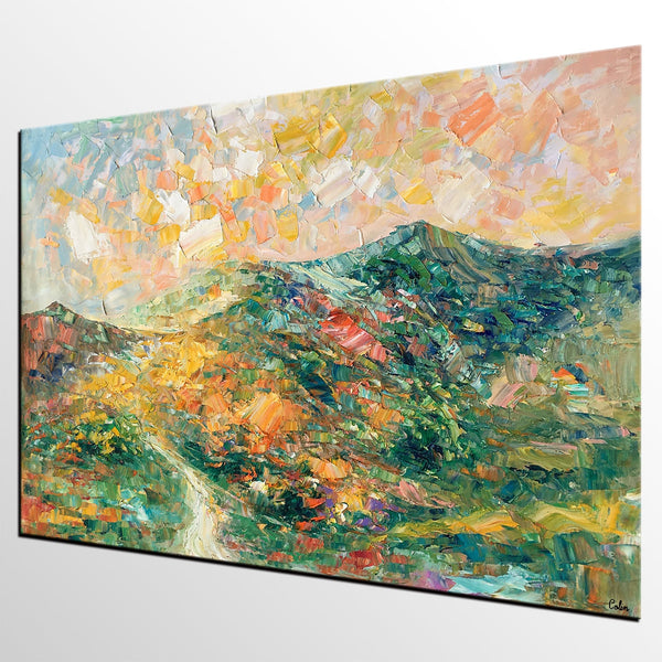 Large Oil Painting, Autumn Mountain Landscape Painting, Custom Abstract Painting, Heavy Texture Painting-Grace Painting Crafts