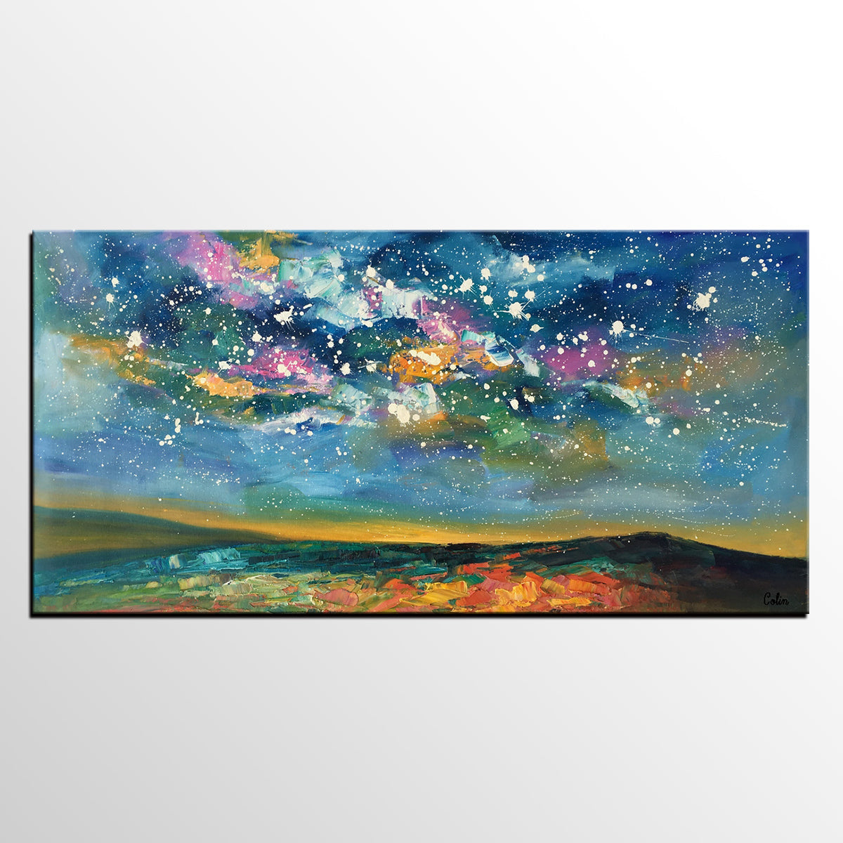 Abstract Landscape Paintings, Starry Night Sky Painting, Modern Canvas Painting, Custom Original Oil Paintings on Canvas-Grace Painting Crafts