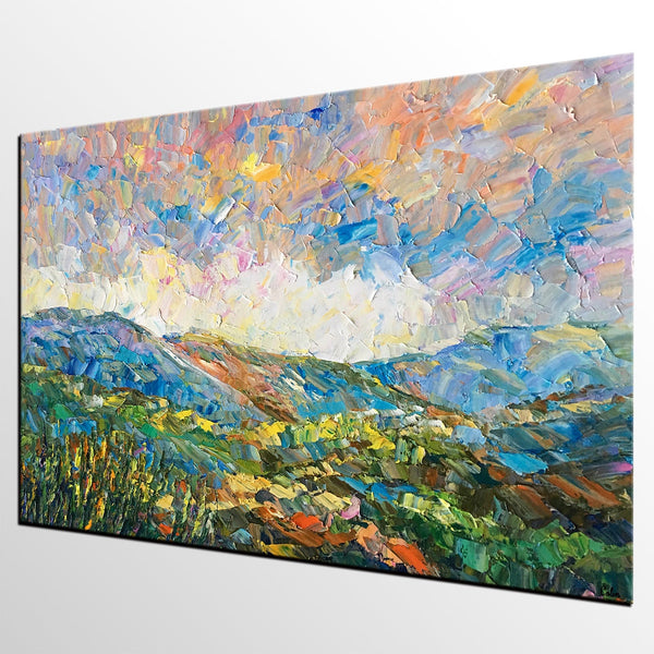 Landscape Oil Painting, Autumn Mountain Landscape Painting, Custom Abstract Painting, Heavy Texture Painting-Grace Painting Crafts