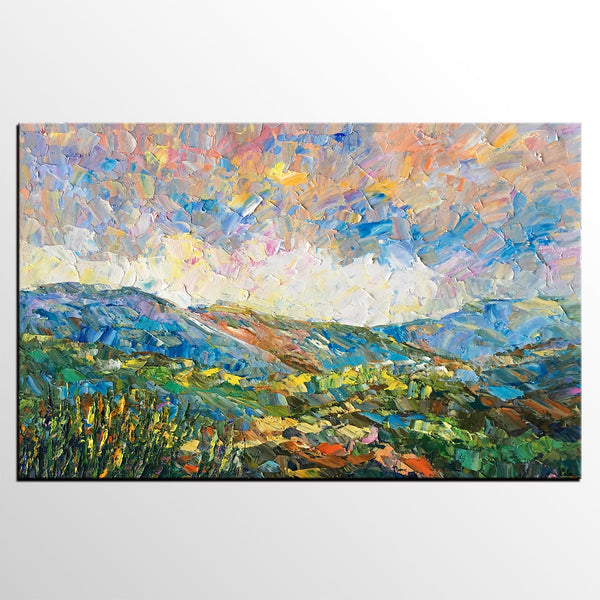 Landscape Oil Painting, Autumn Mountain Landscape Painting, Custom Abstract Painting, Heavy Texture Painting-Grace Painting Crafts