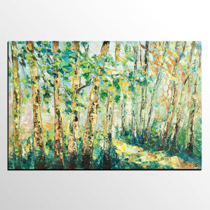 Heavy Texture Landscape Painting, Autumn Tree Art, Impasto Art, Custom Original Painting-Grace Painting Crafts