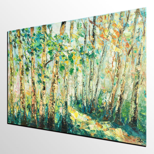 Heavy Texture Landscape Painting, Autumn Tree Art, Impasto Art, Custom Original Painting-Grace Painting Crafts