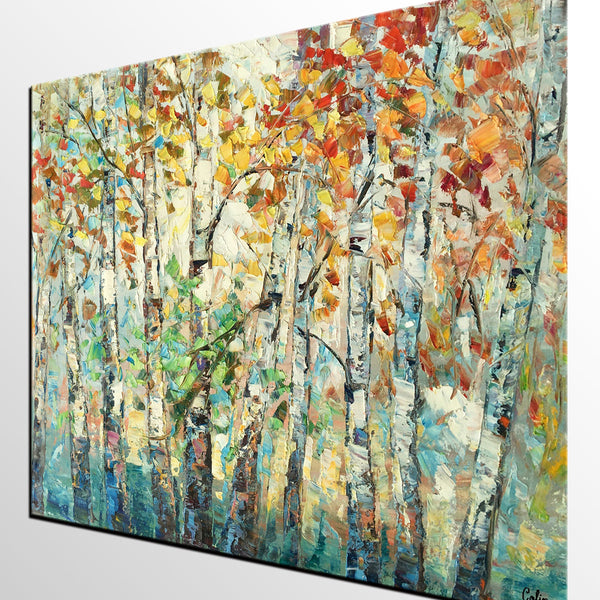 Autumn Tree Painting, Forest Tree Painting, Landscape Painting for Living Room, Buy Paintings Online, Custom Original Painting-Grace Painting Crafts