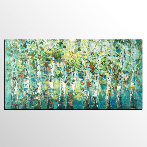 Original Painting, Spring Tree Painting, Custom Extra Large Painting, Oil Painting for Dining Room-Grace Painting Crafts