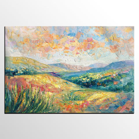 Mountain Landscape Painting, Custom Original Painting on Canvas, Large Oil Painting for Living Room, Heavy Texture Painting-Grace Painting Crafts