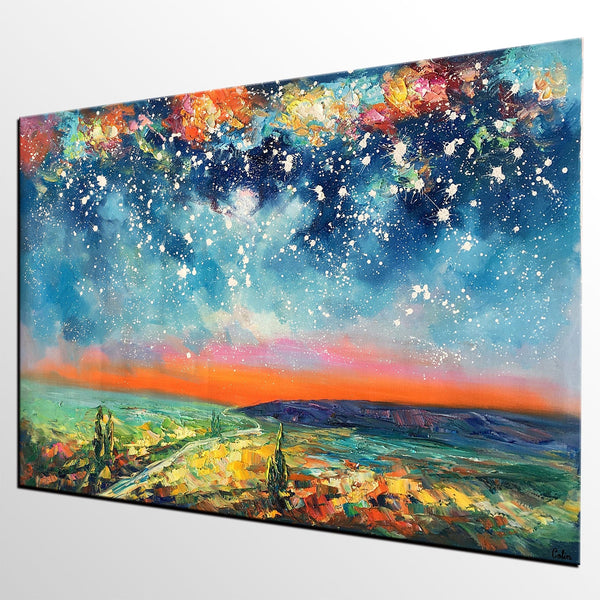 Buy Art Online, Abstract Art for Sale, Starry Night Sky Painting, Custom Extra Large Painting-Grace Painting Crafts