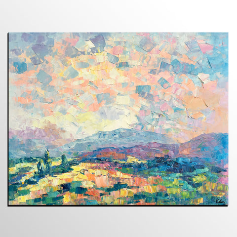 Custom Landscape Oil Painting, Original Artwork, Spring Mountain Painting, Canvas Painting-Grace Painting Crafts