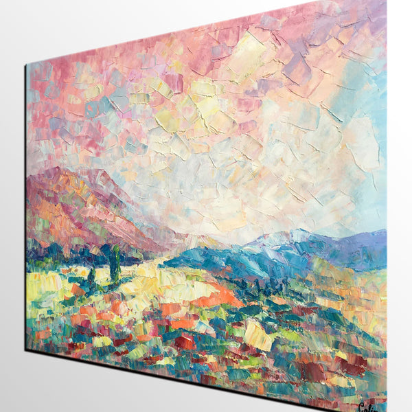 Heavy Texture Artwork, Autumn Mountain Painting, Canvas Painting, Custom Landscape Oil Painting-Grace Painting Crafts