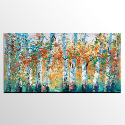 Forest Tree Painting, Custom Extra Large Painting, Original Painting, Oil Painting for Dining Room-Grace Painting Crafts