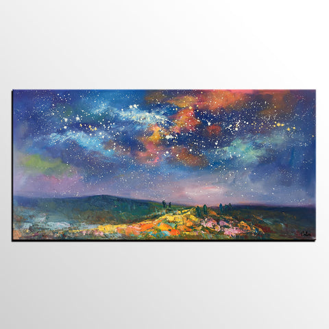 Starry Night Sky Oil Painting, Abstract Art, Modern Art Painting, Custom Extra Large Painting-Grace Painting Crafts