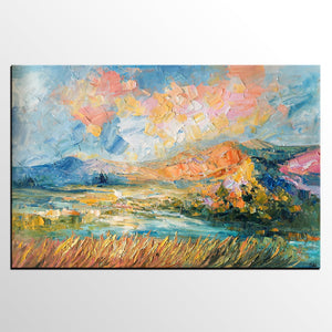 Custom Abstract Painting, Large Oil Painting, Autumn Mountain Landscape Painting, Heavy Texture Painting-Grace Painting Crafts