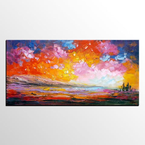 Abstract Landscape Painting, Original Landscape Painting, Canvas Wall Art Paintings, Custom Extra Large Painting-Grace Painting Crafts