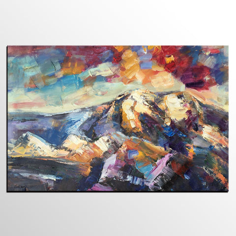 Mountain Landscape Painting, Custom Abstract Oil Paintings, Large Landscape Oil Painting, Large Painting for Sale-Grace Painting Crafts