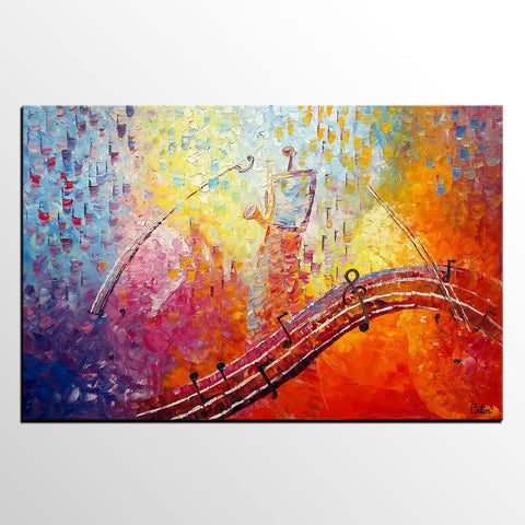 Canvas Painting, Abstract Art, Music Painting, Saxophone Player, Custom Painting, Abstract Painting-Grace Painting Crafts