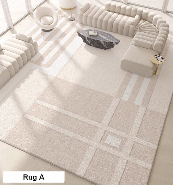 Modern Rug Ideas for Bedroom, Geometric Modern Rug Placement Ideas for Living Room, Contemporary Area Rugs for Dining Room-Grace Painting Crafts