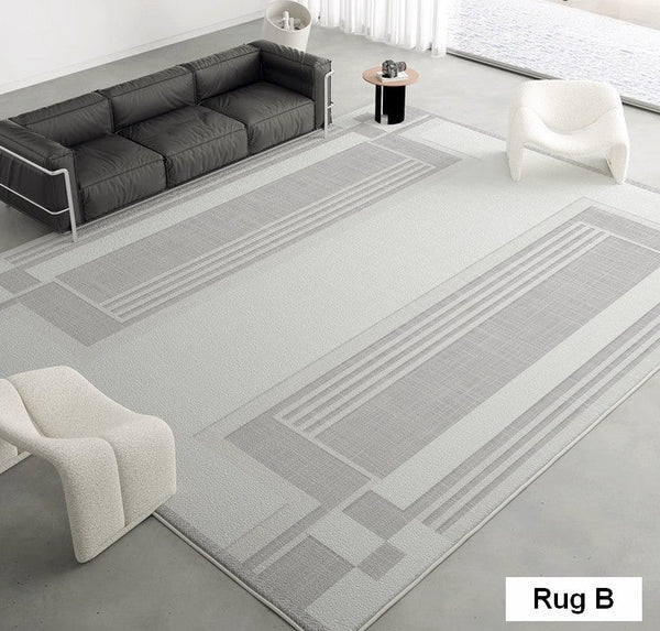 Geometric Modern Carpets for Bedroom, Modern Grey Rugs for Living Room, Modern Abstract Rugs under Dining Room Table-Grace Painting Crafts