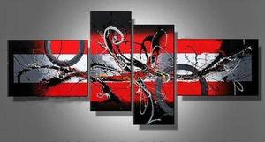 Large Modern Paintings on Canvas, Simple Abstract Canvas Art, Black and Red Wall Art Paintings, Extra Large Canvas Painting-Grace Painting Crafts