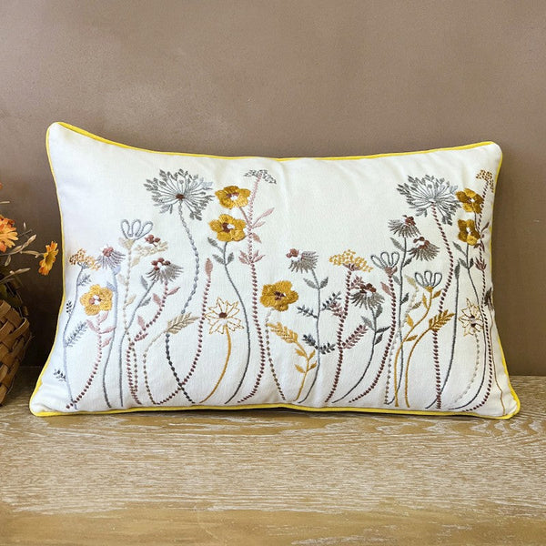 Simple Decorative Throw Pillows for Couch, Spring Flower Decorative Throw Pillows, Embroider Flower Cotton Pillow Covers, Farmhouse Sofa Decorative Pillows-Grace Painting Crafts