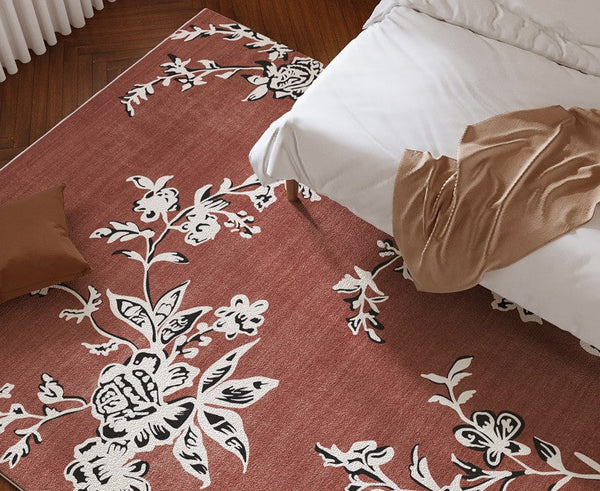 Abstract Contemporary Rugs Next to Bed, Flower Pattern Contemporary Modern Rugs, Modern Rugs for Living Room, Modern Rugs for Dining Room-Grace Painting Crafts