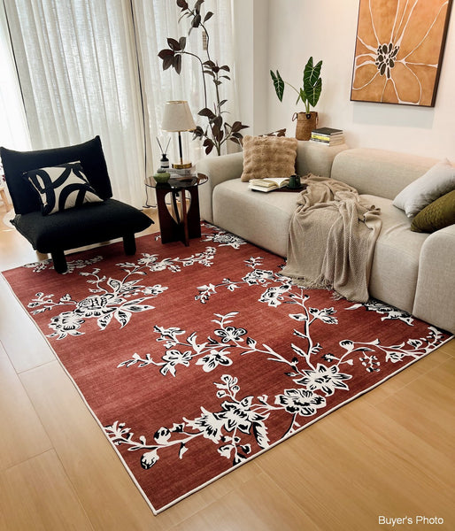 Abstract Contemporary Rugs Next to Bed, Flower Pattern Contemporary Modern Rugs, Modern Rugs for Living Room, Modern Rugs for Dining Room-Grace Painting Crafts